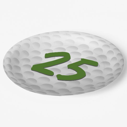 Golf Ball 25. Geburtstag Papiertafel Pappteller (Schrägansicht)