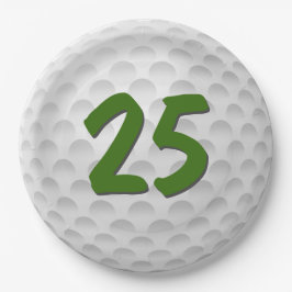 Golf Ball 25. Geburtstag Papiertafel Pappteller