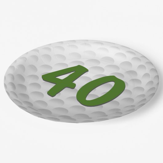 Golf Ball 40. Geburtstag Papierplatte Pappteller (Schrägansicht)