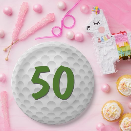 Golf Ball 50. Geburtstag Papierplatte Pappteller (Party)