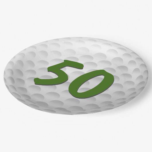 Golf Ball 50. Geburtstag Papierplatte Pappteller (Schrägansicht)