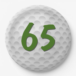 Golf Ball 65. Geburtstag Papiertafel Pappteller