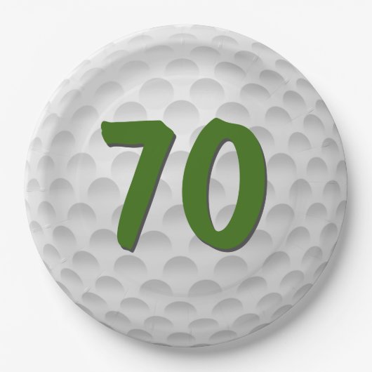 Golf Ball 70. Geburtstag Papierplatte Pappteller (Vorderseite)