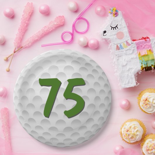 Golf Ball 75. Geburtstag Papiertafel Pappteller (Party)