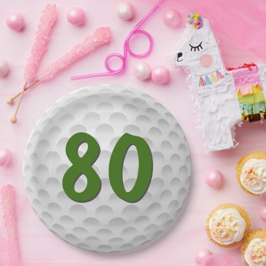 Golf Ball 80. Geburtstag Papierplatte Pappteller (Party)