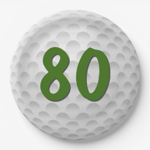 Golf Ball 80. Geburtstag Papierplatte Pappteller