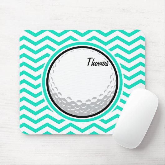 Golf Ball; Aqua Green Zickzack Mousepad (Mit Mouse)