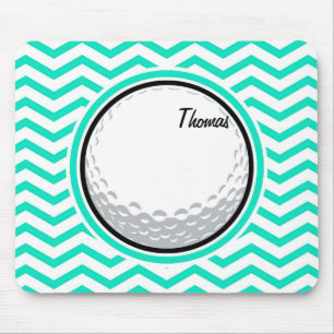 Golf Ball; Aqua Green Zickzack Mousepad