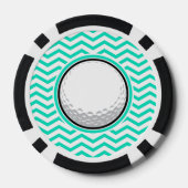 Golf Ball; Aqua Green Zickzack Pokerchips (Rückseite)
