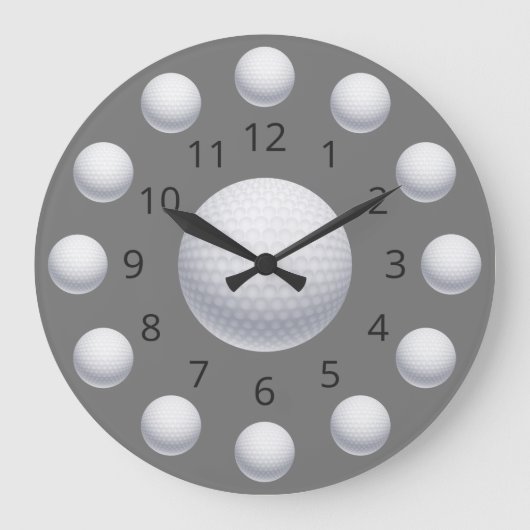 Golf Ball Atom Uhr mit Zahlen (Vorderseite)