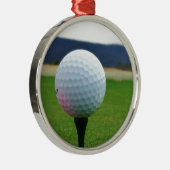 Golf Ball auf dem Golfplatz Silbernes Ornament (Rechts)