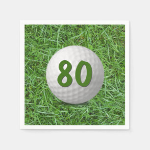 Golf Ball auf Gras, 80. Geburtstag Serviette