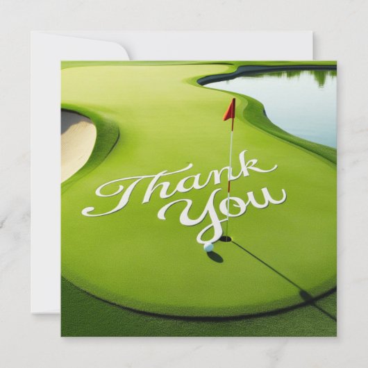Golf Ball auf Grün mit Danksagung Dankeskarte (Vorderseite)