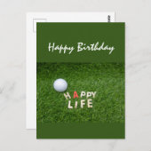 Golf Ball auf grünem Gras Geburtstag wünscht Karte (Vorne/Hinten)