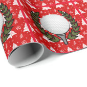 Golf Ball auf rotem Weihnachtsbaum Geschenkpapier (Rolleneckpunkt)