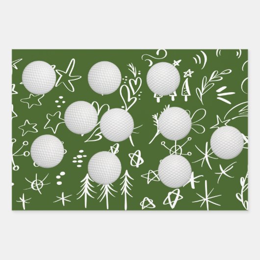 Golf Ball auf Snowflake Weihnachten für Golfer Geschenkpapier Set (Vorderseite 2)