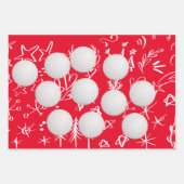 Golf Ball auf Snowflake Weihnachten für Golfer Geschenkpapier Set (Vorderseite)