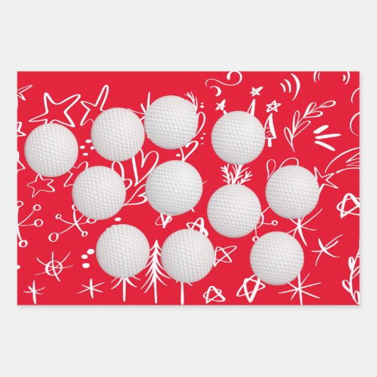 Golf Ball auf Snowflake Weihnachten für Golfer Geschenkpapier Set (Vorderseite)