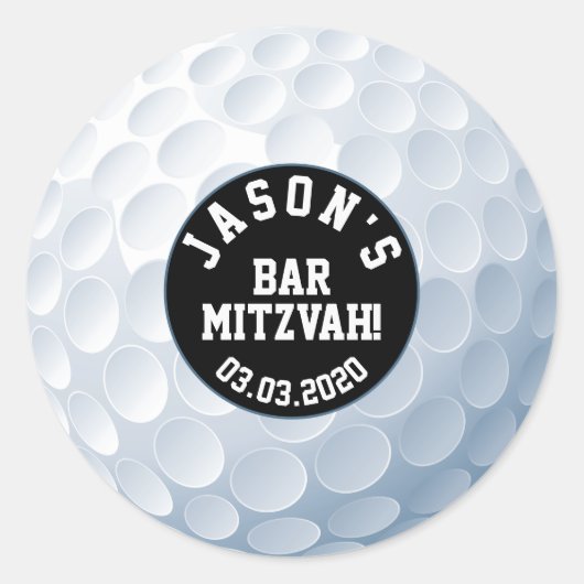 Golf Ball Bar Mitzvah Sticker Schwarz-weiß (Vorderseite)