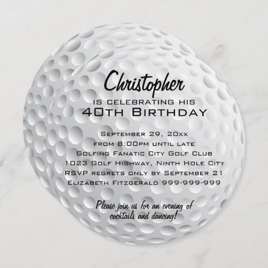 Golf Ball Birthday Party Einladung (Vorne/Hinten)