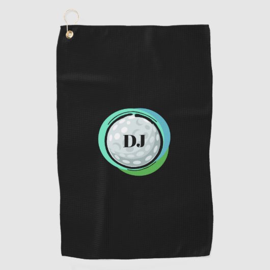 Golf Ball Black Green Initials Golfhandtuch (Vorderseite)