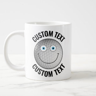 Golf Ball Custom Happy Face & Personalisiert Text Jumbo-Tasse