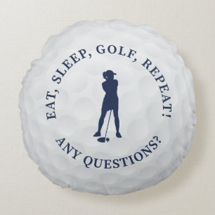 Golf Ball Custom Lady Golfer Silhouette Niedlich B Rundes Kissen
