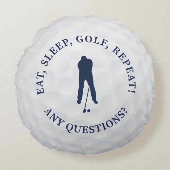 Golf Ball Custom Male Golfer Silhouette Niedlich Rundes Kissen (Vorderseite)