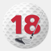 Golf Ball Design 18. Geburtstag Runder Aufkleber (Vorderseite)