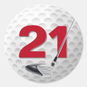 Golf Ball Design 21. Geburtstag Runder Aufkleber (Vorderseite)