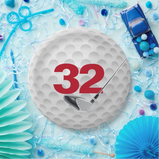 Golf Ball Design 32. Geburtstag Pappteller (Party)