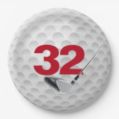 Golf Ball Design 32. Geburtstag Pappteller (Vorderseite)