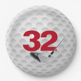 Golf Ball Design 32. Geburtstag Pappteller