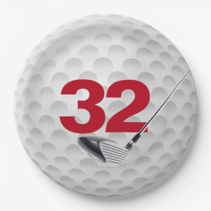 Golf Ball Design 32. Geburtstag Pappteller