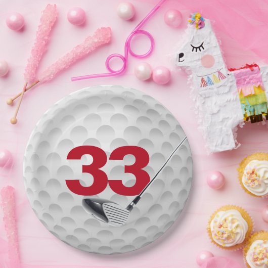 Golf Ball Design 33. Geburtstag Pappteller (Party)