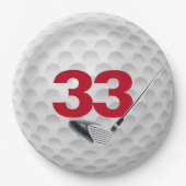 Golf Ball Design 33. Geburtstag Pappteller (Vorderseite)