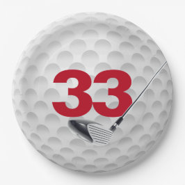 Golf Ball Design 33. Geburtstag Pappteller