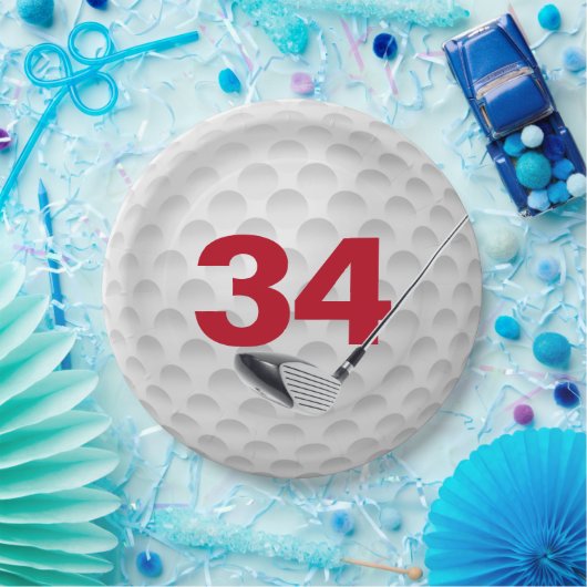 Golf Ball Design 34. Geburtstag Pappteller (Party)