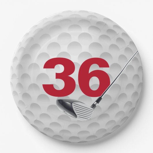 Golf Ball Design 36. Geburtstag Pappteller (Vorderseite)