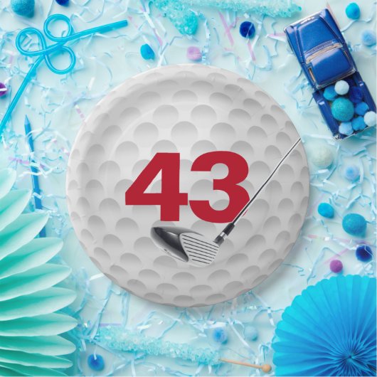 Golf Ball Design 43. Geburtstag Pappteller (Party)