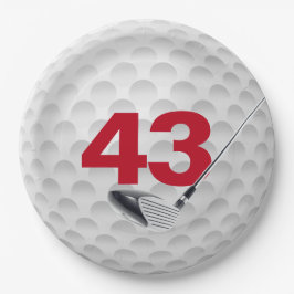 Golf Ball Design 43. Geburtstag Pappteller