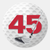 Golf Ball Design 45. Geburtstag Runder Aufkleber (Vorderseite)