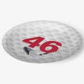 Golf Ball Design 46. Geburtstag Pappteller (Schrägansicht)