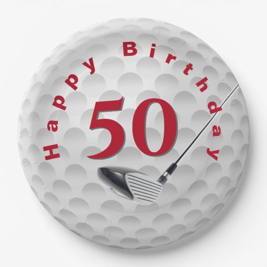 Golf Ball Design 50. Geburtstag Pappteller (Vorderseite)