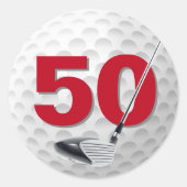 Golf Ball Design 50. Geburtstag Runder Aufkleber (Vorderseite)