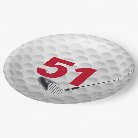 Golf Ball Design 51. Geburtstag Pappteller (Schrägansicht)