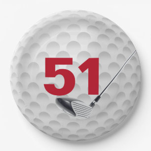 Golf Ball Design 51. Geburtstag Pappteller