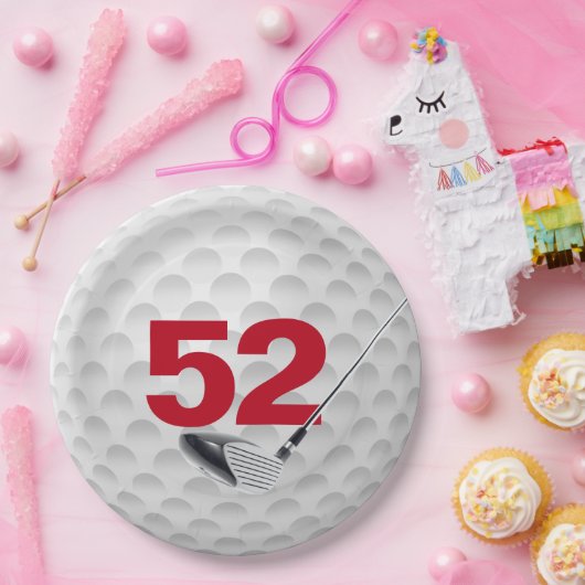 Golf Ball Design 52. Geburtstag Pappteller (Party)
