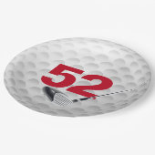 Golf Ball Design 52. Geburtstag Pappteller (Schrägansicht)