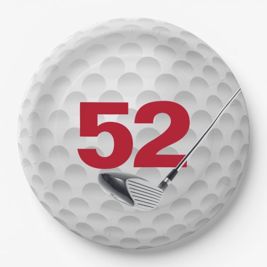 Golf Ball Design 52. Geburtstag Pappteller (Vorderseite)